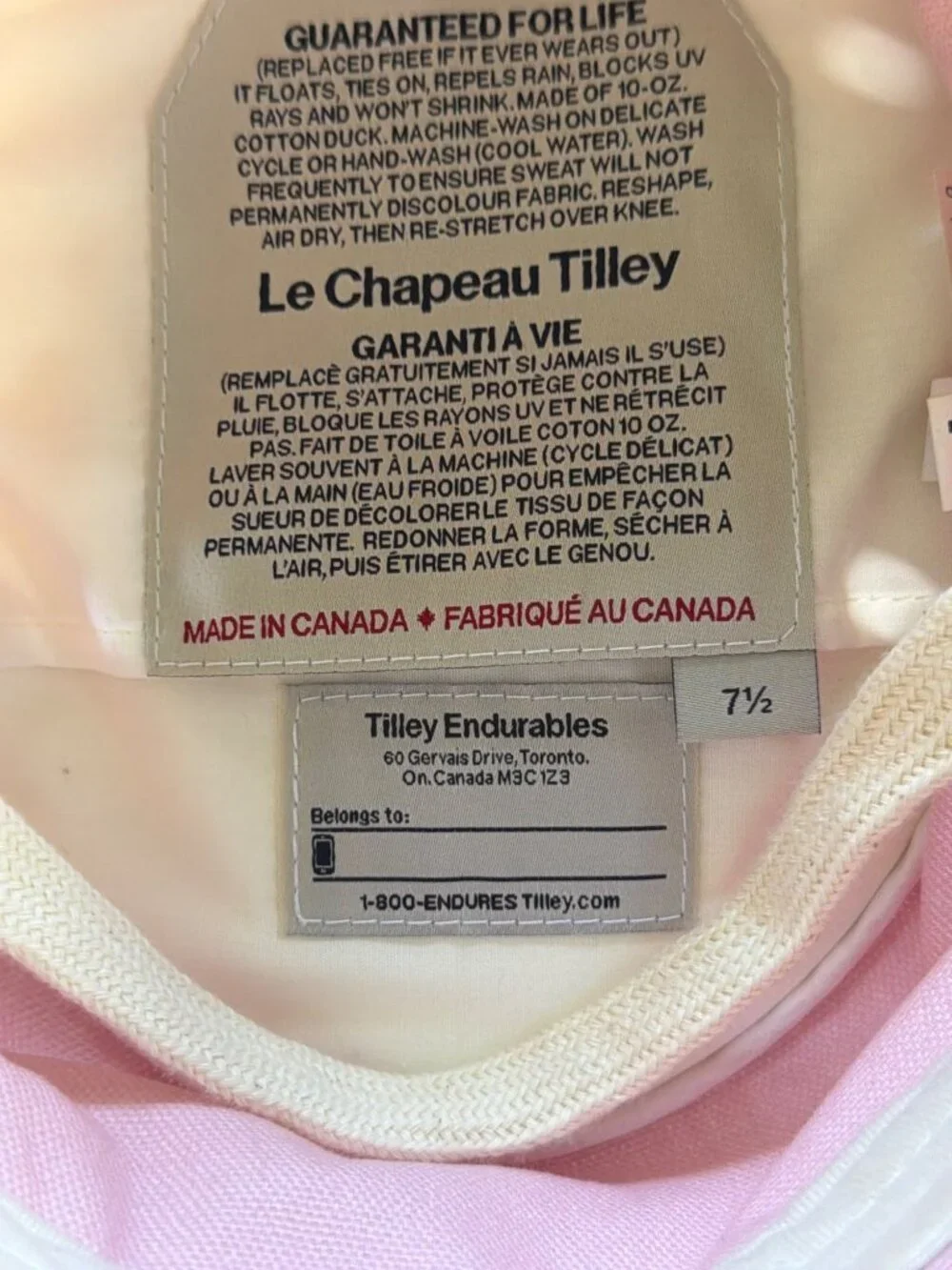 NWOT Tilley The Iconic T1 Bucket - Light Pink 7 1/2 60cm Large New